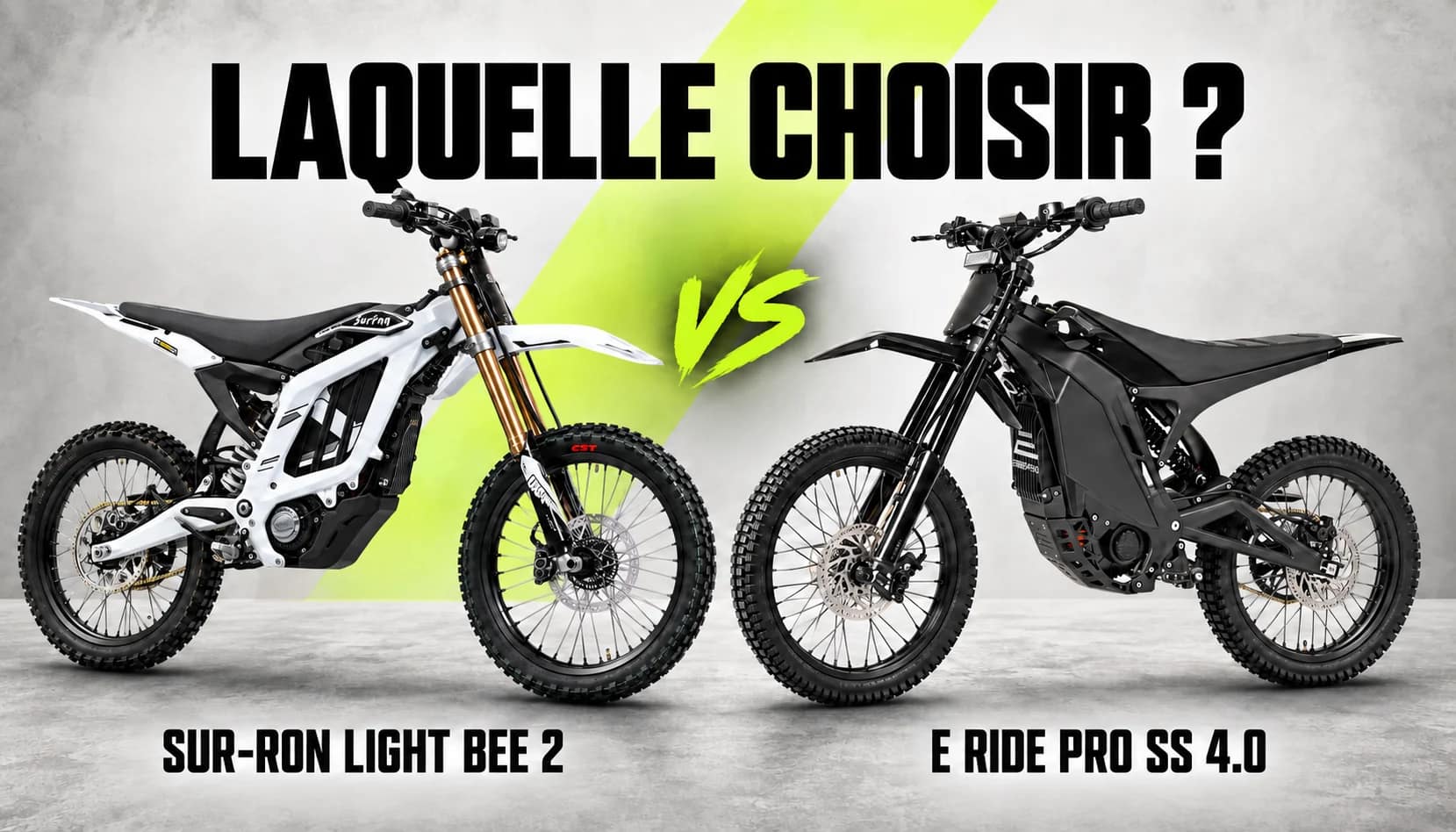 Sur-Ron Light Bee 2 blanche et E Ride Pro SS 4.0 noire, face à face : laquelle choisir ?